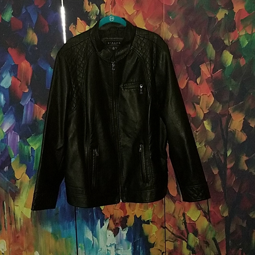 Faux leather quilted jacket